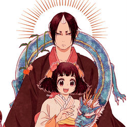 This is a pixiv picture whose title is 辰年の二人.