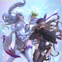 This is a pixiv picture whose title is Nikke x Re Zero.