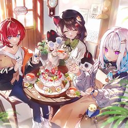 This is a pixiv picture whose title is さんばか5周年応援広告のイラスト.