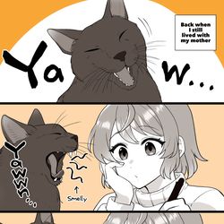 This is a pixiv picture whose title is 【EN】When She Yawns.