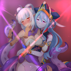 This is a pixiv picture whose title is 醉酒的赛莉卡与伊莫拉的舞台表演（约稿）.