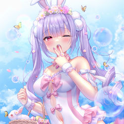 This is a pixiv picture whose title is ぽかぽか陽気に誘われて🌷🐇ᶻᶻᶻ.