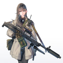 This is a pixiv picture whose title is 女の子×機関銃.