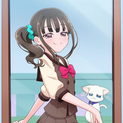This is a pixiv picture whose title is 1人でポーズをとってみる まゆさん.