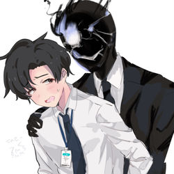 This is a pixiv picture whose title is 黒×アニ先生.
