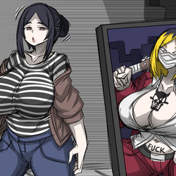 This is a pixiv picture whose title is 隔壁的人妻2.