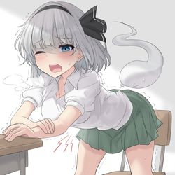 This is a pixiv picture whose title is 急な腹痛に襲われる妖夢ちゃん.