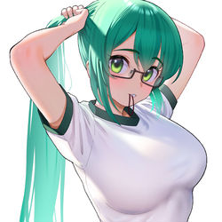 This is a pixiv picture whose title is 「２４歳の体操服姿　ブルマ姿お願いします」.