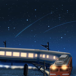 This is a pixiv picture whose title is 間もなく列車は星を抜けるため、星間トンネルへ入ります.