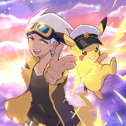 This is a pixiv picture whose title is 【アニポケ】フリードとキャップには朝日がよく似合う.