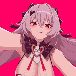 This is a pixiv picture whose title is 月下の誓い・真紅の愛.