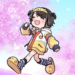 This is a pixiv picture whose title is 桜の下で笑ってるスバルちゃん.