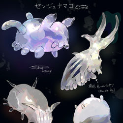This is a pixiv picture whose title is 好きな深海の生き物① センジュナマコ.