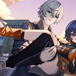 This is a pixiv picture whose title is 铃与哲.