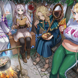 This is a pixiv picture whose title is Elfs Eating.