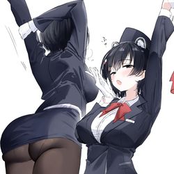 This is a pixiv picture whose title is スカートの股下短すぎツバキ.