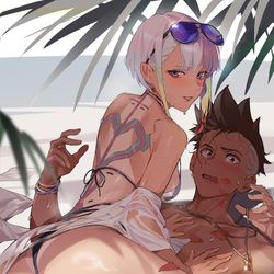 This is a pixiv picture whose title is 变成了相同的肤色.