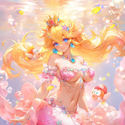 This is a pixiv picture whose title is Mermaid Princess Peach.