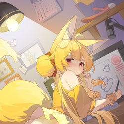 This is a pixiv picture whose title is 小破站两万粉檬檬狐奖励.