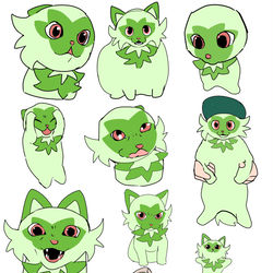 This is a pixiv picture whose title is ニャオハで猫ミーム.