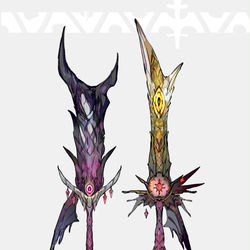 This is a pixiv picture whose title is メガゲンガーモチーフの武器（ポケモン）.
