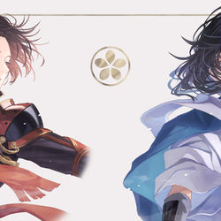 This is a pixiv picture whose title is 赤と青.