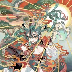 This is a pixiv picture whose title is 龍と日輪.