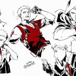 This is a pixiv picture whose title is Akihiko & Mitsuru.