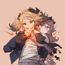 This is a pixiv picture whose title is cool bean protecting her sheep😌.
