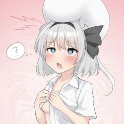 This is a pixiv picture whose title is 脳をいじられて自分から脱ぎだしちゃうみたいなシチュ.