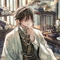 This is a pixiv picture whose title is 書斎の住人.