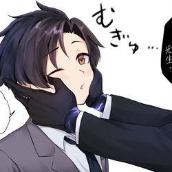 This is a pixiv picture whose title is アニメOPの黒服、絶対こうしようとしてる.
