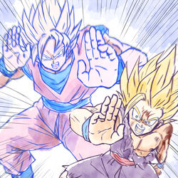 This is a pixiv picture whose title is 親子謎ポーズ.