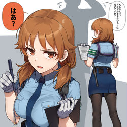 This is a pixiv picture whose title is 取り締まり中の早苗さん.