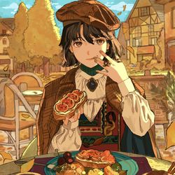 This is a pixiv picture whose title is 黄金色のランチタイム.
