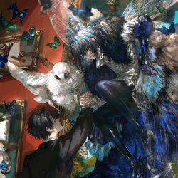 This is a pixiv picture whose title is 夜を閉ざすように共に沈む.