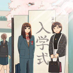 This is a pixiv picture whose title is 桜咲く、入学式.