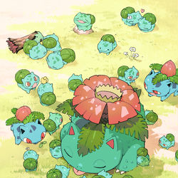 This is a pixiv picture whose title is ポケモンと人の漫画と絵.