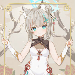 This is a pixiv picture whose title is 雀魂コラボ衣装シロコ🀄.
