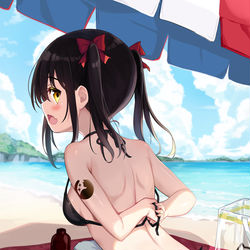 This is a pixiv picture whose title is お兄ちゃん、紐結んで～.
