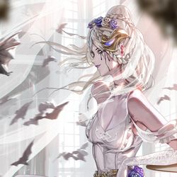 This is a pixiv picture whose title is Widowmaker ghostly bride.