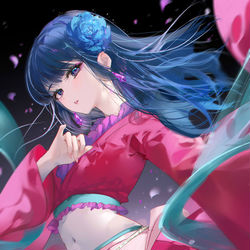 This is a pixiv picture whose title is 月下に舞い踊る花.