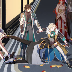This is a pixiv picture whose title is 列車にオイデ.
