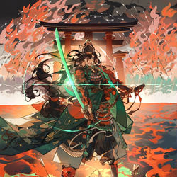 This is a pixiv picture whose title is 【仕事絵】毛利輝元-英傑大戦.