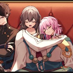 This is a pixiv picture whose title is お疲れ列車組.