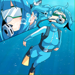This is a pixiv picture whose title is 「skeb」ダイバーにとり.
