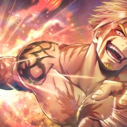 This is a pixiv picture whose title is 源流闘争.
