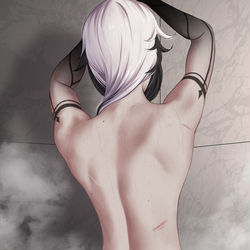 This is a pixiv picture whose title is Arlecchino in the shower.