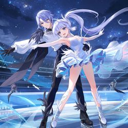 This is a pixiv picture whose title is フィギュアスケートの神里兄妹.