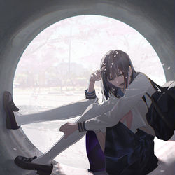 This is a pixiv picture whose title is 雨宿り.